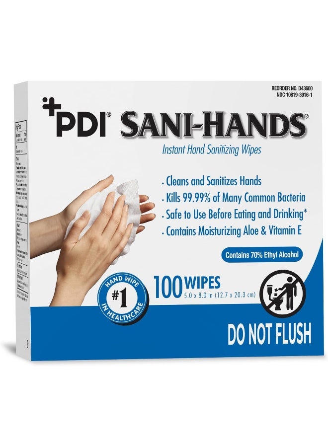PDI Sani-Hands Hand Sanitizer Wipes 100 Packets Per Box - Image 3